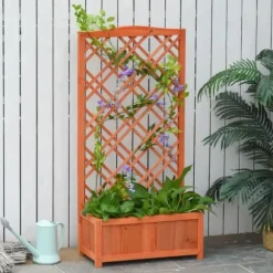 Rootz Planteringslåda - Upphöjd säng - Blomsterställ - Granträ - Gul - 60 x 30 x 122,5 cm