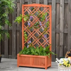 Rootz Planteringslåda - Upphöjd säng - Blomsterställ - Granträ - Gul - 60 x 30 x 122,5 cm