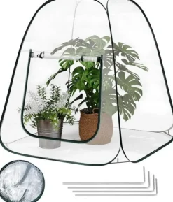 Rootz Pop -Up Greenhouse - Winter Protection Tent - Mini Transparent Hibernation - Easy Setup - Stöder växttillväxt - 70x70x80 cm