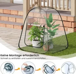 Rootz Pop -Up Greenhouse - Winter Protection Tent - Mini Transparent Hibernation - Easy Setup - Stöder växttillväxt - 70x70x80 cm