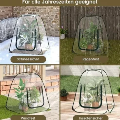 Rootz Pop -Up Greenhouse - Winter Protection Tent - Mini Transparent Hibernation - Easy Setup - Stöder växttillväxt - 70x70x80 cm