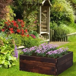 Rootz Raised Bed - Plant Box - Vegetable Bed - Herb Bed - Solid Wood - Dark Brown - 60 x 60 x 23 cm