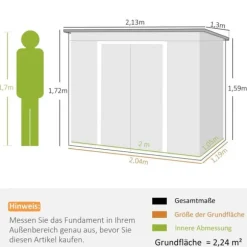 Rootz Tool Shed - Garden Shed - Lagringshus - Hållbar och ventilerad - 213 x 130 x 159 cm - Grönt