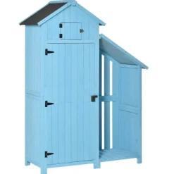 Rootz Trädgårdsbod - Trädgårdsskjul - Trädgårdsskjul - Verktygsskjul för förvaring - Trä - Himmelsblå - 130 x 54,5 x 180 cm