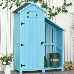 Rootz Trädgårdsbod - Trädgårdsskjul - Trädgårdsskjul - Verktygsskjul för förvaring - Trä - Himmelsblå - 130 x 54,5 x 180 cm