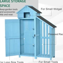 Rootz Trädgårdsbod - Trädgårdsskjul - Trädgårdsskjul - Verktygsskjul för förvaring - Trä - Himmelsblå - 130 x 54,5 x 180 cm