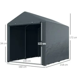 Rootz Verktygsbod - Cykel-/motorcykelförvaring - Trädgårdsutrustning - UV-beständig presenning - Galvaniserad stålram - 160cm x 218cm x 172cm