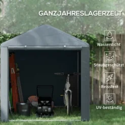 Rootz Verktygsbod - Cykel-/motorcykelförvaring - Trädgårdsutrustning - UV-beständig presenning - Galvaniserad stålram - 160cm x 218cm x 172cm