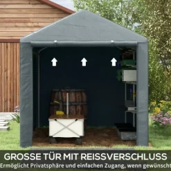 Rootz Verktygsbod - Cykel-/motorcykelförvaring - Trädgårdsutrustning - UV-beständig presenning - Galvaniserad stålram - 160cm x 218cm x 172cm