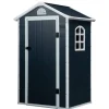 Rootz Verktygsbod - Trädgårdsskjul - Verktygsskjul - Ventilationsfönster - Penttak - Metall - Grå - 134 x 104 x 204 cm