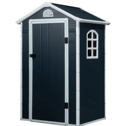 Rootz Verktygsbod - Trädgårdsskjul - Verktygsskjul - Ventilationsfönster - Penttak - Metall - Grå - 134 x 104 x 204 cm