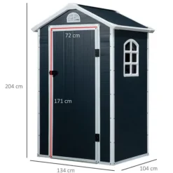 Rootz Verktygsbod - Trädgårdsskjul - Verktygsskjul - Ventilationsfönster - Penttak - Metall - Grå - 134 x 104 x 204 cm