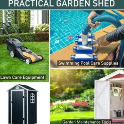 Rootz Verktygsbod - Trädgårdsskjul - Verktygsskjul - Ventilationsfönster - Penttak - Metall - Grå - 134 x 104 x 204 cm