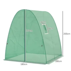 Rootz välvt växthus - folie tomathus - bärbart växtskydd - stabilitet och optimal ventilation - 1,8 x 1,8 x 2 m