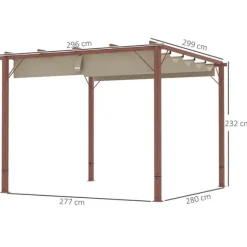 Rootz 3x3 M Garden Pergola - Terrace Canopy - Patio Cover - UPF30+ Sun Protection - Aluminium Frame - 299x296x232 cm