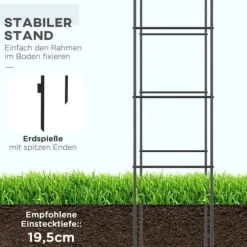Rosenbåge/trädgårdsbåge i metall, svart, 140×40×240 cm, för klätterväxter