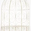 Rosie Half Gazebo Pavilion with Bench - Antique Cream Metal Garden Trellis, 178 cm H