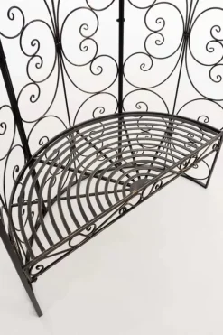 Rosie Half Gazebo with Bench - Bronze Metal Garden Trellis Arbour - 178cm Height
