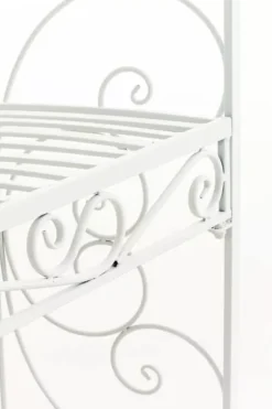 Rosie White Metal Half Gazebo with Bench - Garden Trellis Pavilion for Climbing Plants, 178cm H x 120cm W