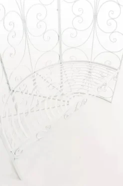 Rosie White Metal Half Gazebo with Bench - Garden Trellis Pavilion for Climbing Plants, 178cm H x 120cm W