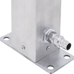 Rostfri vattenpost 60 cm - Fyrkantig trädgårdskran med krok | Färg: Rostfritt stål | Storlek: 60 cm