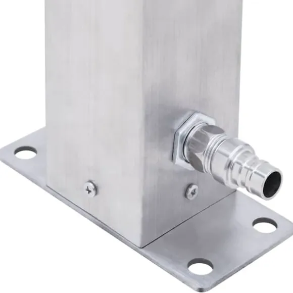 Rostfri vattenpost 60 cm - Fyrkantig trädgårdskran med krok | Färg: Rostfritt stål | Storlek: 60 cm