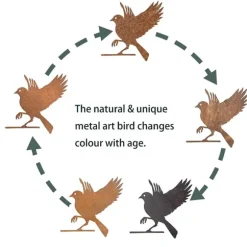 Rostiga Trädgårdsdekorationer - Fågelsilhuetter Model 1