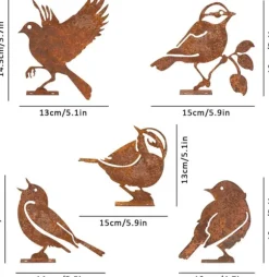 Rostiga Trädgårdsdekorationer - Fågelsilhuetter Model 1