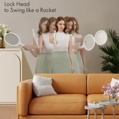 Roterande huvud, uppladdningsbar flugfälla, elektrisk flugsmälla, myggdödare, med teleskopisk förlängningsstång