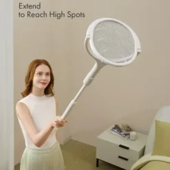 Roterande huvud, uppladdningsbar flugfälla, elektrisk flugsmälla, myggdödare, med teleskopisk förlängningsstång