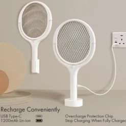 Roterande huvud, uppladdningsbar flugfälla, elektrisk flugsmälla, myggdödare, med teleskopisk förlängningsstång