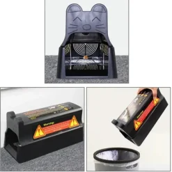 Rått- och musfälla - Elektronisk fälla - 7000 V elstöt - 220 V 60 Hz, nätadapter 6 V/1 A - Plast - 27,5×11,9×12,5 cm - Svart