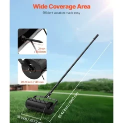 Rullande Gräsmatta Aerator 18, Tungt Manuell, Svart, Hög hållbarhet, Optimal Gräshälsa