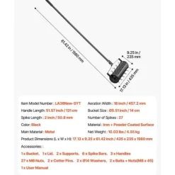 Rullande Gräsmatta Aerator 18, Tungt Manuell, Svart, Hög hållbarhet, Optimal Gräshälsa