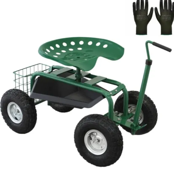 Rullande Trädgårdsvagn Stol Tung Belastningskapacitet, Svängbar - Perfekt för Trädgårdsarbete, Landskapsarbete, ogräsrensning och Arbete Utomhus