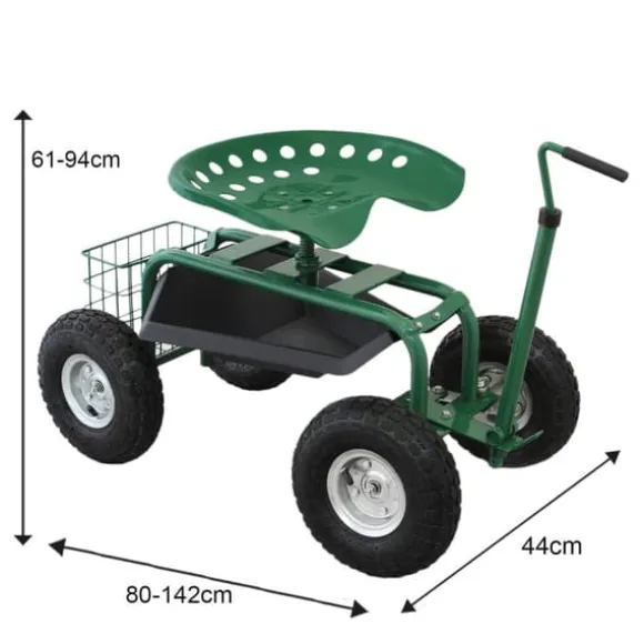 Rullande Trädgårdsvagn Stol Tung Belastningskapacitet, Svängbar - Perfekt för Trädgårdsarbete, Landskapsarbete, ogräsrensning och Arbete Utomhus