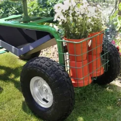 Rullande Trädgårdsvagn Stol Tung Belastningskapacitet, Svängbar - Perfekt för Trädgårdsarbete, Landskapsarbete, ogräsrensning och Arbete Utomhus