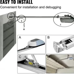 Rulldörröppnare 1000N, Garageportöppnare, 120W Fjärrkontroll, Elektrisk 800N, Automatiska grindöppnare Kit