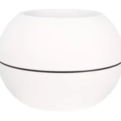 Rund blomlåda - RIVIERA - GRANIT BOULE - Plast - D40 x H28 cm - Vit