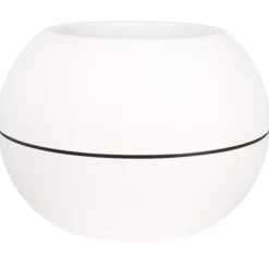 Rund blomlåda - RIVIERA - GRANIT BOULE - Plast - D40 x H28 cm - Vit