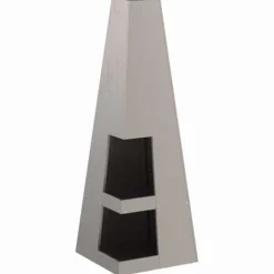 Rustik eldstad med vedförvaring - Utomhus campingugn | Färg: Stål | Storlek: 35x35x100 cm