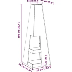 Rustik eldstad med vedförvaring - Utomhus campingugn | Färg: Stål | Storlek: 35x35x100 cm