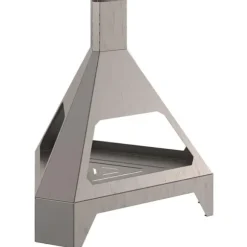 Rustik vedeldad eldstad med skorsten - Hållbart väderbeständigt stål | Storlek: 50x43x52 cm