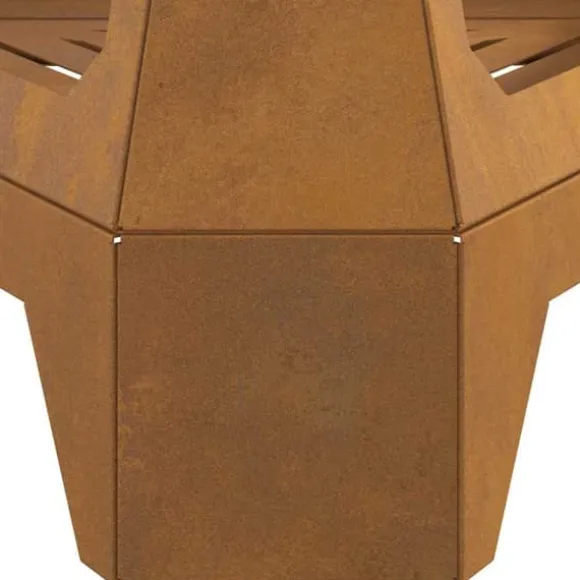 Rustik vedeldad eldstad med skorsten - Hållbart väderbeständigt stål | Storlek: 50x43x52 cm