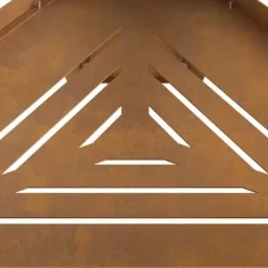 Rustik vedeldad eldstad med skorsten - Hållbart väderbeständigt stål | Storlek: 50x43x52 cm