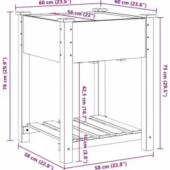 Rustikt växtställ i massivt trä - Höjd växthylla för inomhus och utomhus | Storlek: 60x60x76 cm | Färg: Furu
