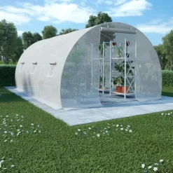 Rymligt växthus 13,5 m² - Skydda dina plantor | Färg: Grön | Storlek: 450x300x200 cm