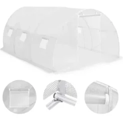 Rymligt växthus 13,5 m² - Skydda dina plantor | Färg: Grön | Storlek: 450x300x200 cm