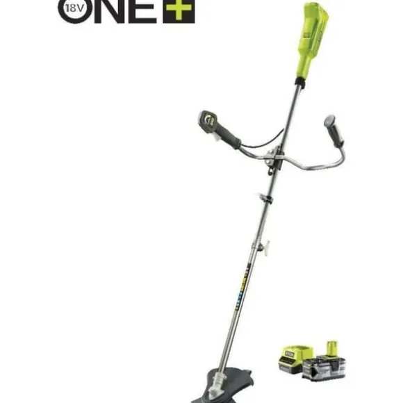 RYOBI - 18V ONE+ Röjsåg - styrstång - Ø vajer 1 x 1,6 mm - 3-tandat Tri-Arc™-blad 20 cm + 4,0 Ah batteri och laddare - RBC18X20B4F