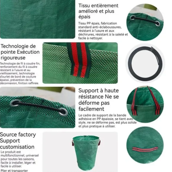 Sacs de jardin INN® 300L 2PCS professionella trädgårdsavfallssäckar vattentäta lövsäckar robusta för gräsmatta och löv